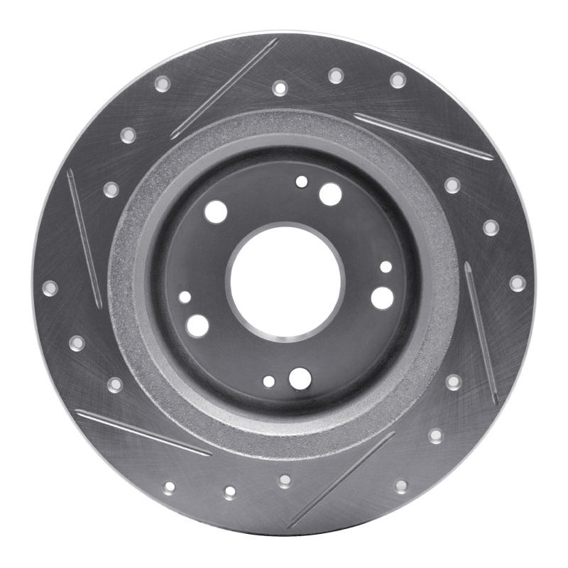 Acura TSX Brake Rotor (1) - Rear Right - R1 Concepts - Drilled & Slotted - Silver - `05-`22